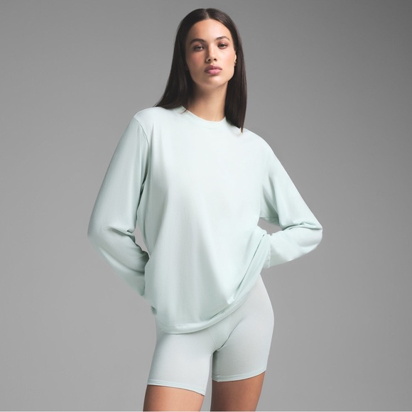 SKIMS Tops - SKIMS Boyfriend Long Sleeve T-Shirt Frost Light Green Blue Casual Cozy Lounge